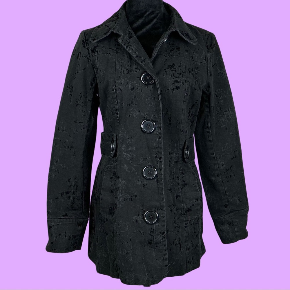 Nick & Mo Anthropology Black Jaquard Jacket Whimsigoth Goth Mid Length